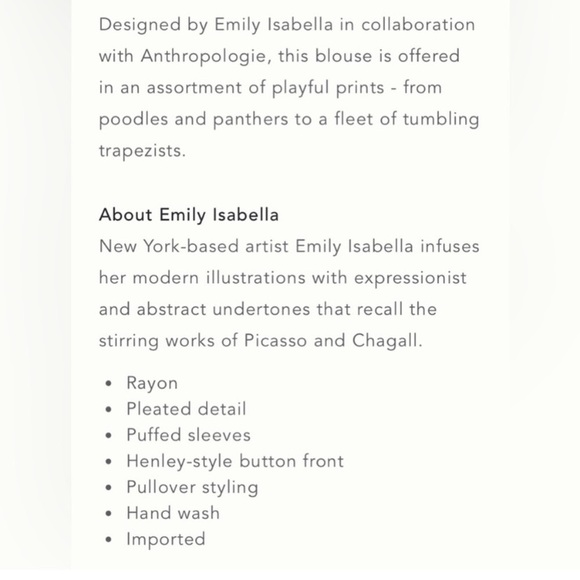 Anthropologie (Emily Isabella) Adorable Trapeze Printed Blouse (Yellow,M) - Picture 6 of 7